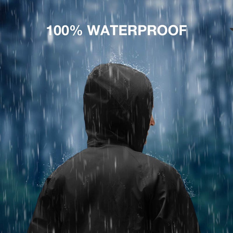 TIDEWE Rain Suit  Waterproof Breathable Lightweight Rainwear (Black Size M) - Image 3